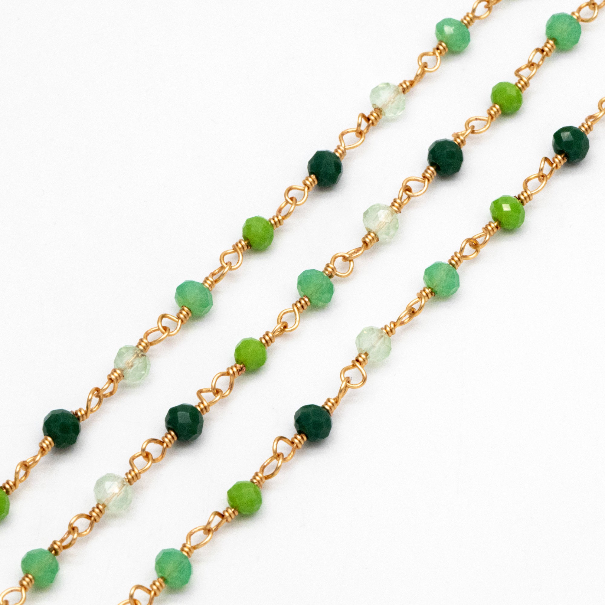 Glass Rondelle Bead Chain 3.5mm, 18K Gold plated on Brass Beaded Chains, Multi Colors Crystal (#LK-600)/ 1 Meter=3.3ft